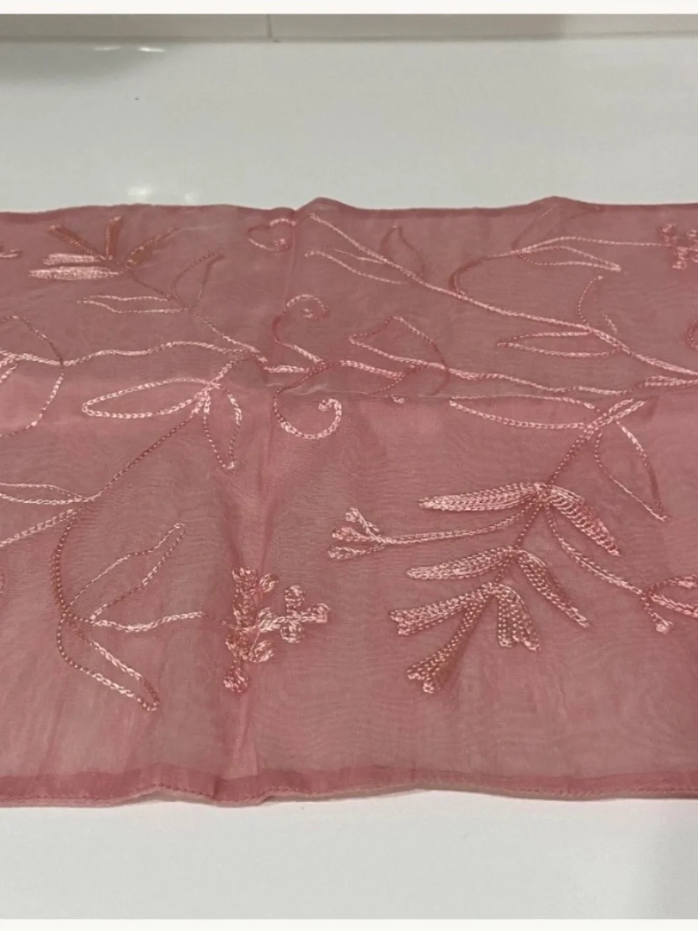 Vintage April Cornell Rose Silk Blend Runner; Like New; Embroidered